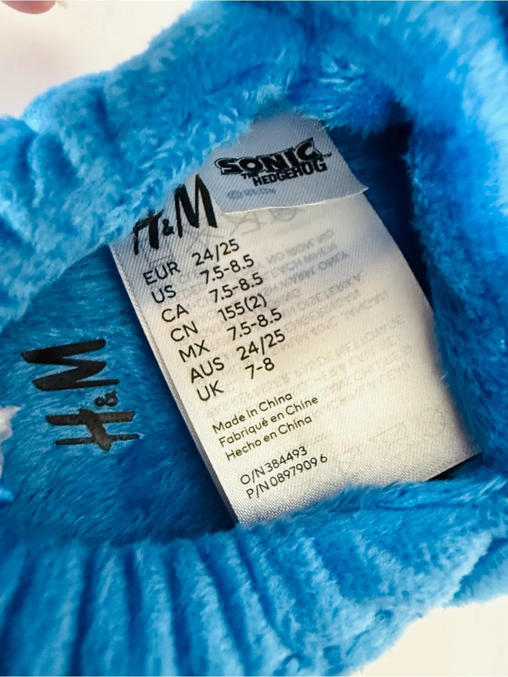 H&M • Sonic the Hedgehog Plush Slippers in True Blue